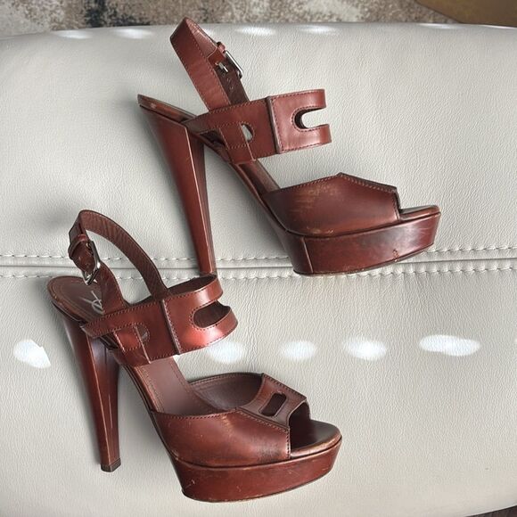 YSL platform sandals, size 35 1/2 chocolate brown - Picture 1 of 4